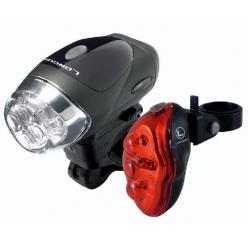 КОМПЛЕКТ: Свет передний Longus 4LED/4ф-ции + задний 5LED/4ф-ции